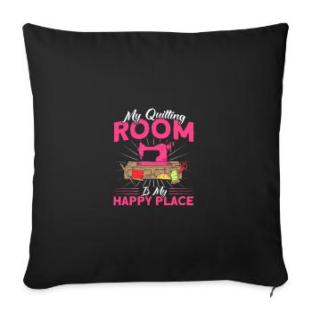 Sewers Design for Quilting Lover Quilting - Throw Pillow Cover 17.5” x 17.5” - black - Front
