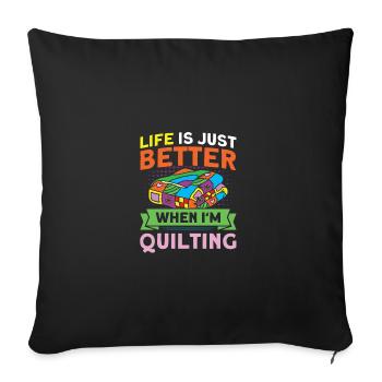 Sewers Design for Quilting Lover Quilting - Throw Pillow Cover 17.5” x 17.5” - black - Front