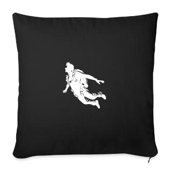 Skydiver Man During A Parachute Jump - Throw Pillow Cover 17.5” x 17.5” - black - Front