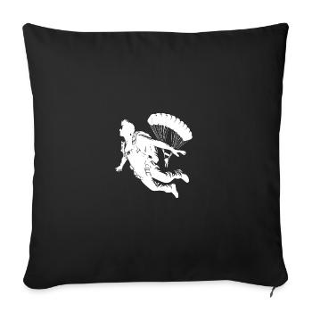 Two Skydivers During A Parachute Jump - Throw Pillow Cover 17.5” x 17.5” - black - Front