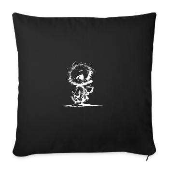 Awake Sleepy Duckling In Bathrobe - Throw Pillow Cover 17.5” x 17.5” - black - Front