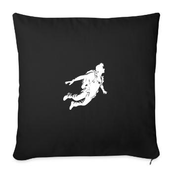 Cool Skydiver During A Parachute Jump - Throw Pillow Cover 17.5” x 17.5” - black - Front