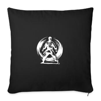 Karateka Tradition With Discipline And Strength - Throw Pillow Cover 17.5” x 17.5” - black - Front