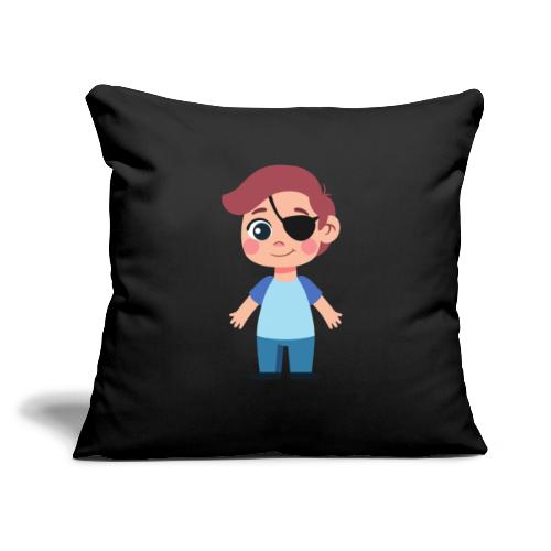 Boy with eye patch - Throw Pillow Cover 17.5” x 17.5”