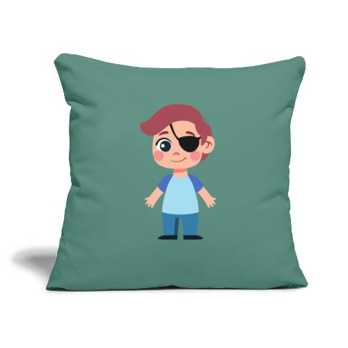 Boy with eye patch - Throw Pillow Cover 17.5” x 17.5”