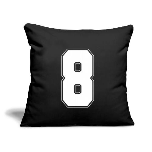 White Number 8 – Varsity Font - Throw Pillow Cover 17.5” x 17.5”