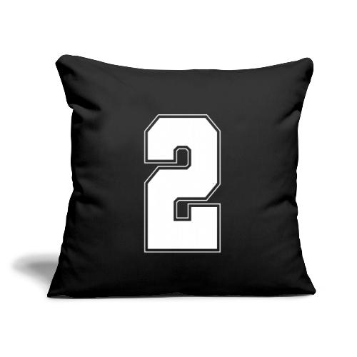 White Number 2 – Varsity Font - Throw Pillow Cover 17.5” x 17.5”