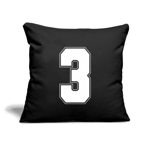 White Number 3 – Varsity Font - Throw Pillow Cover 17.5” x 17.5”