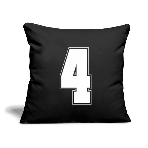 White Number 4 – Varsity Font - Throw Pillow Cover 17.5” x 17.5”