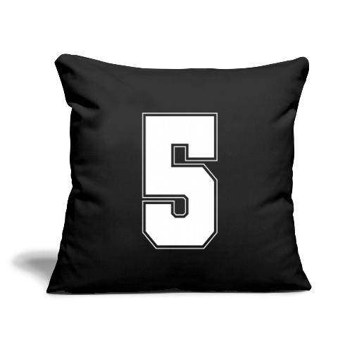 White Number 5 – Varsity Font - Throw Pillow Cover 17.5” x 17.5”