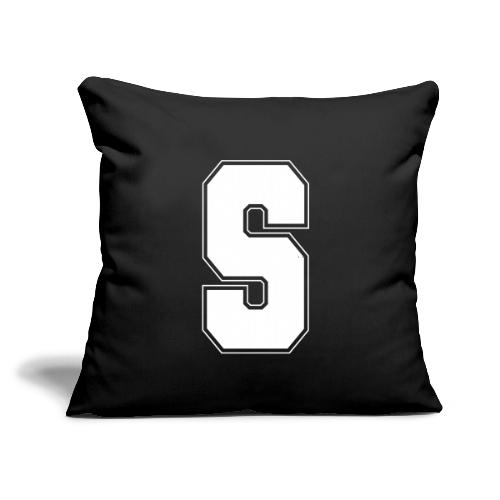 White Letter S – Varsity Alphabet Monogram - Throw Pillow Cover 17.5” x 17.5”