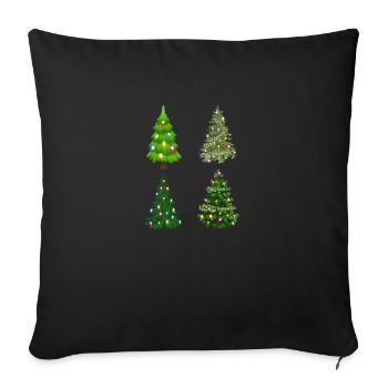 Christmas Tree With Led Light Pine Tree - Throw Pillow Cover 17.5” x 17.5” - black - Front