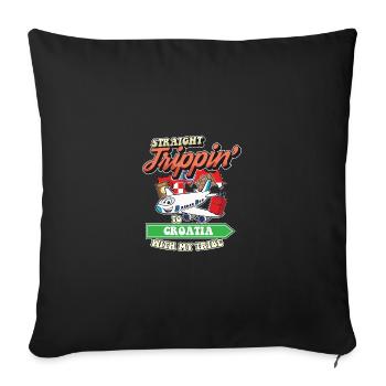 Straight Trippin' To Croatia With My Tribe Family - Throw Pillow Cover 17.5” x 17.5” - black - Front