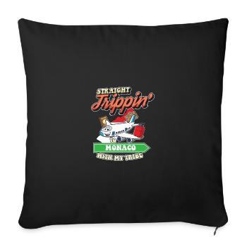 Straight Trippin' To Monaco With My Tribe Family - Throw Pillow Cover 17.5” x 17.5” - black - Front
