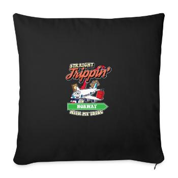 Straight Trippin' To Norway With My Tribe Family - Throw Pillow Cover 17.5” x 17.5” - black - Front