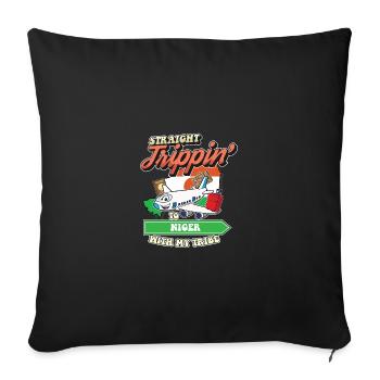 Straight Trippin' To Niger With My Tribe Family - Throw Pillow Cover 17.5” x 17.5” - black - Front