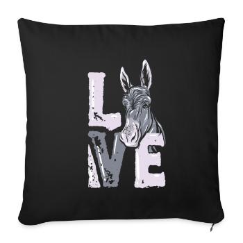 Donkey - Throw Pillow Cover 17.5” x 17.5” - black - Front