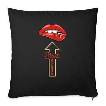 start here - Throw Pillow Cover 17.5” x 17.5” - black - Front
