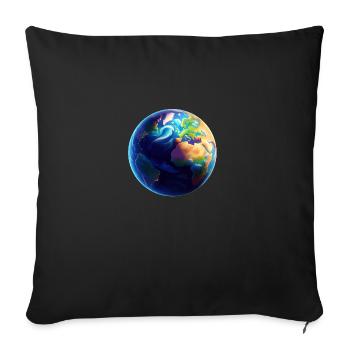Earth Planet - Throw Pillow Cover 17.5” x 17.5” - black - Front