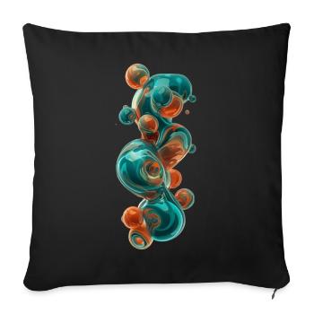 Teal Orange Orb Nebula - Throw Pillow Cover 17.5” x 17.5” - black - Front