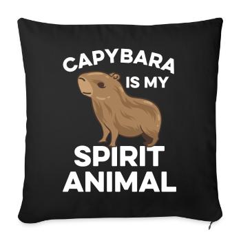 Capybara zoo animal design - Throw Pillow Cover 17.5” x 17.5” - black - Front