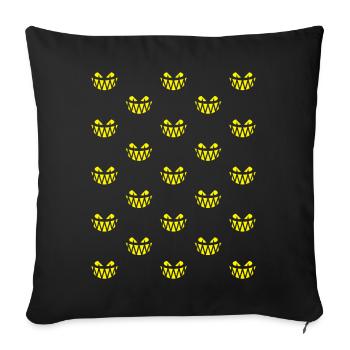 Halloween Frights (Pattern Raster / Yellow / PNG) - Throw Pillow Cover 17.5” x 17.5” - black - Front