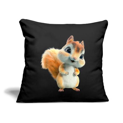 Adorable Cartoon Baby Squirrel Smiling - Throw Pillow Cover 17.5” x 17.5”