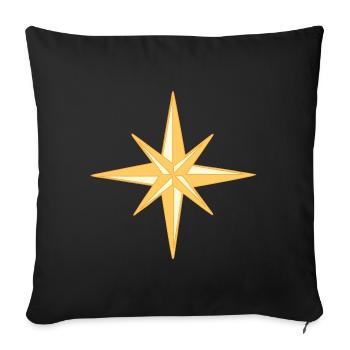 Nautical star. Compass rose, cardinal directions - Throw Pillow Cover 17.5” x 17.5” - black - Front