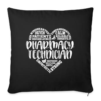 Pharmacy technician, tech, subway art - Throw Pillow Cover 17.5” x 17.5” - black - Front