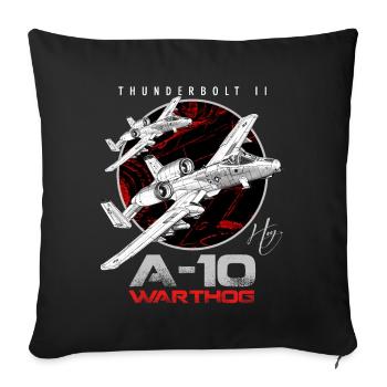 A-10 Thunderbolt II Warthog subsonic Aircraft - Throw Pillow Cover 17.5” x 17.5” - black - Front