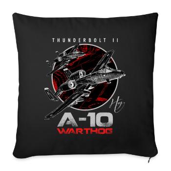 A-10 Thunderbolt II Warthog subsonic Aircraft - Throw Pillow Cover 17.5” x 17.5” - black - Front