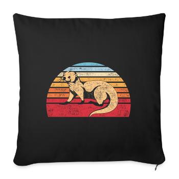 Sea Otter Otter Gift Animal Retro Otter - Throw Pillow Cover 17.5” x 17.5” - black - Front