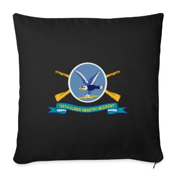 Army 188th Glider Infantry Regiment w Br SSI Ribbo - Throw Pillow Cover 17.5” x 17.5” - black - Front