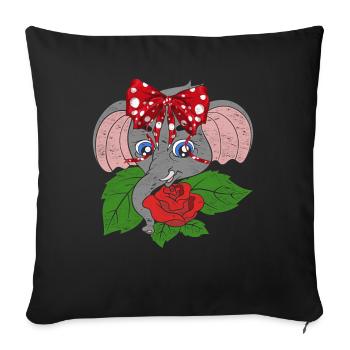 Elephant - Throw Pillow Cover 17.5” x 17.5” - black - Front