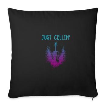 Cello - Throw Pillow Cover 17.5” x 17.5” - black - Front