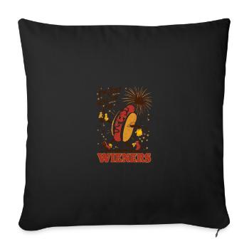 I'm Just Here For The Wieners 4th of July Hot Dog - Throw Pillow Cover 17.5” x 17.5” - black - Front