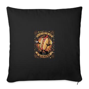 I'm Just Here For The Wieners 4th of July Hot Dog - Throw Pillow Cover 17.5” x 17.5” - black - Front