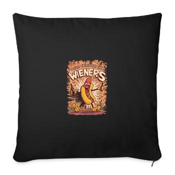 I'm Just Here For The Wieners 4th of July Hot Dog - Throw Pillow Cover 17.5” x 17.5” - black - Front