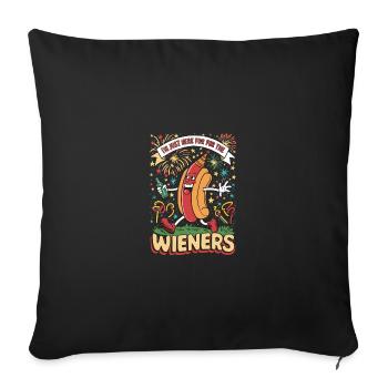 I'm Just Here For The Wieners 4th of July Hot Dog - Throw Pillow Cover 17.5” x 17.5” - black - Front