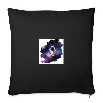 Astronaut in Nebula Splash - Throw Pillow Cover 17.5” x 17.5” - black - Front