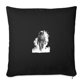 Vintager Astronaut Walks In The Moondust Nebula - Throw Pillow Cover 17.5” x 17.5” - black - Front