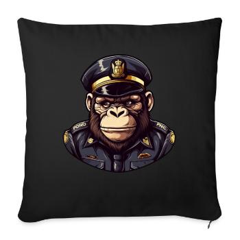 Monkey policeman - Throw Pillow Cover 17.5” x 17.5” - black - Front