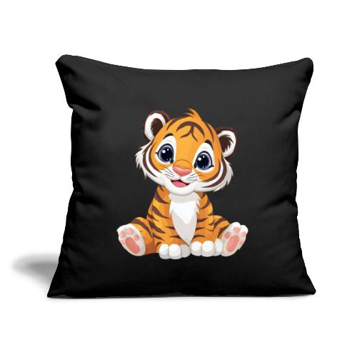 Adorable Cartoon Tiger Cub with Innocent Eyes - Throw Pillow Cover 17.5” x 17.5”