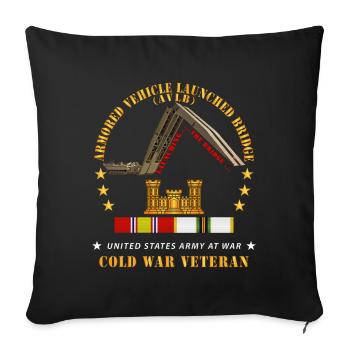 Armored Vehicle Launcher Bridge AVLB Launching w C - Throw Pillow Cover 17.5” x 17.5” - black - Front