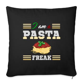 Pasta Freak Italy Fans Italian Food Spaghetti Fan - Throw Pillow Cover 17.5” x 17.5” - black - Front