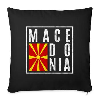 Macedonia - Throw Pillow Cover 17.5” x 17.5” - black - Front