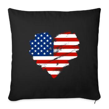 America - Throw Pillow Cover 17.5” x 17.5” - black - Front