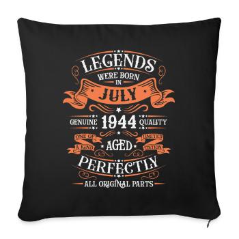 July 1944 - Throw Pillow Cover 17.5” x 17.5” - black - Front