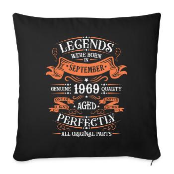 September 1969 Birth Year - Throw Pillow Cover 17.5” x 17.5” - black - Front