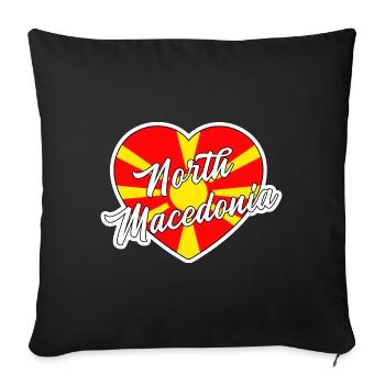 North Macedonia - Throw Pillow Cover 17.5” x 17.5” - black - Front